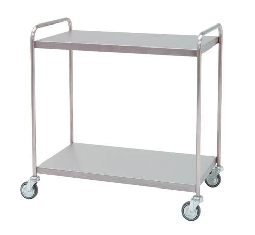 Distribitionsvagn i rostfritt stål – 2 hyllplan – 95x55x95 cm