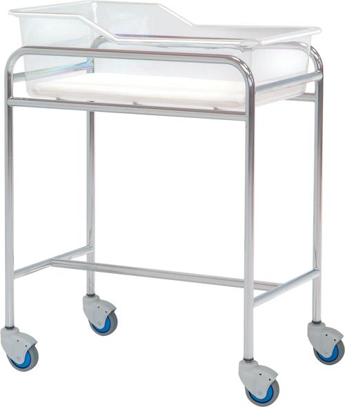 Spädbarnssäng med hjul för neonatologi – Kromad stålstruktur – 80x48x85 cm