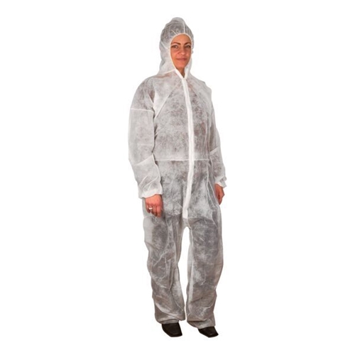 Overall med huva nonwoven – S/M vit – 50 st