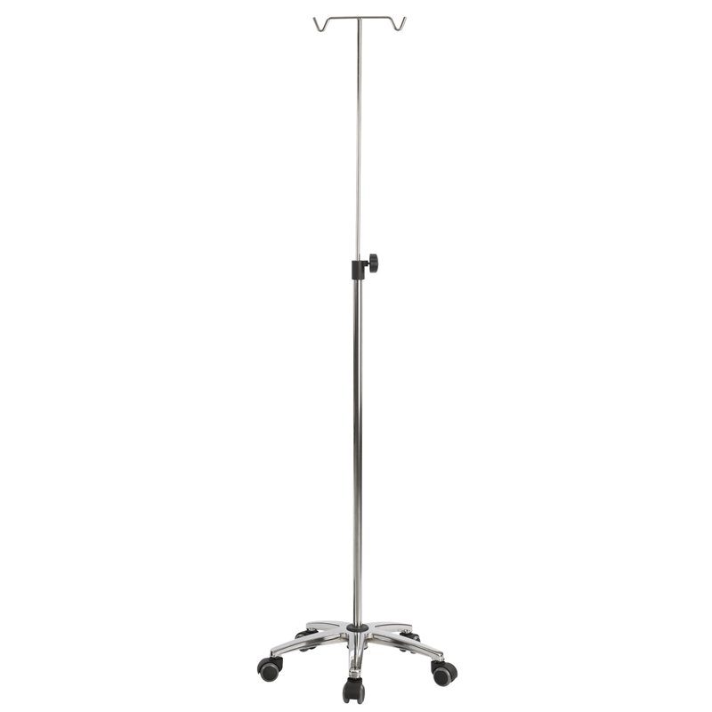 Infusionsställ i aluminium med hjul och dubbla krokar (IV stand)