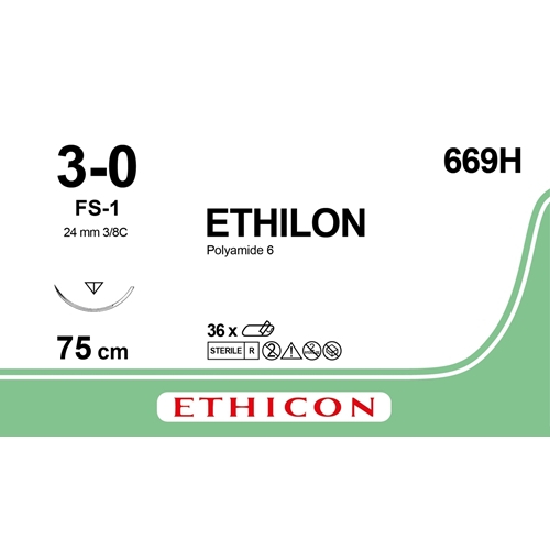 Sutur Ethilon 3-0 EH7795H – 75cm nål FS-1 – 36 st