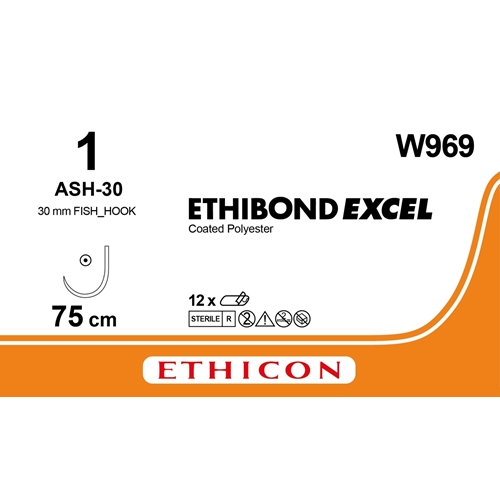Sutur Ethibond 1 EB4127G – 75cm nål ASH-30 – 36 st Sutur Ethibond 1 EB4127G – 75cm nål ASH-30 – 36 st