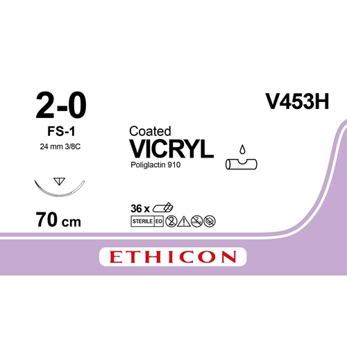 Sutur Vicryl 2-0 V453H – 70cm nål FS-1 – 36 st Sutur Vicryl 2-0 V453H – 70cm nål FS-1 – 36 st