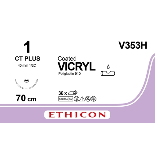 Sutur Vicryl 1 V353H – 70cm nål CT – 36 st