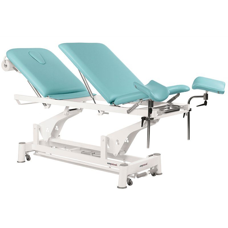 Elektrisk brits – 3-delad med hjul – Kombibrits / Gynstol – TwinPillar-Lift