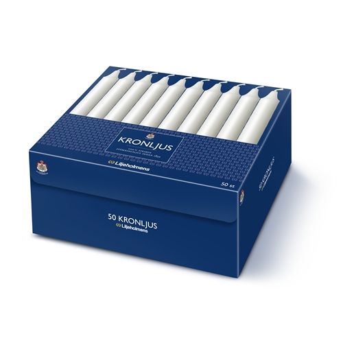 Ljus Kron stearin 100% – 200mm vit Liljeholmens – 50 st