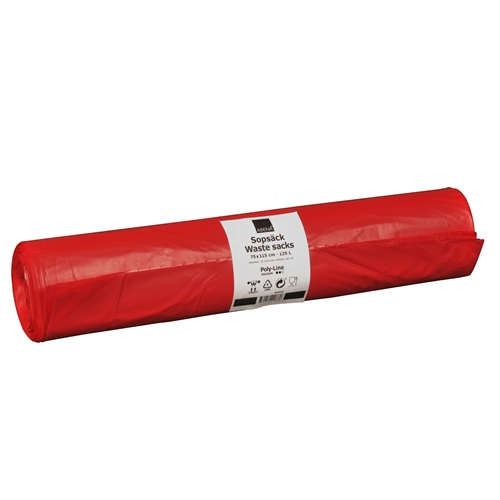 Sopsäck LLD plast co-ex – 125L 750x1150mm 32my röd – 150 st