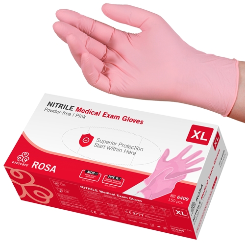 Handske us nitril evercare pf – XL ROSA  AQL 1,5 – 150 st