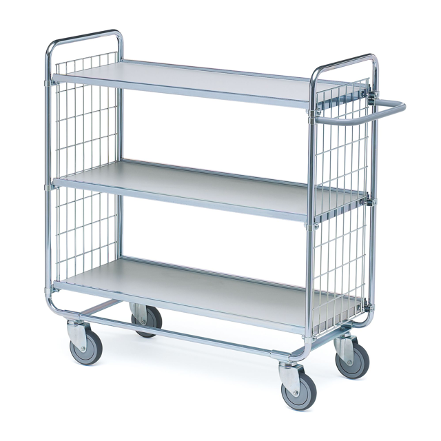 Hyllvagn modell 100, 3-plan, för 200 kg – 750×425 mm