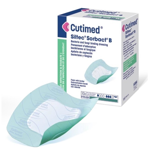 Bakteriebindande skumförband Cutimed Sorbact – 10x10cm Border – 10 st