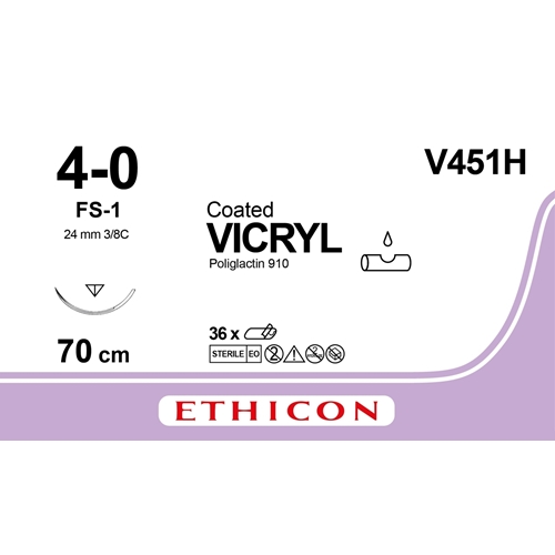 Sutur Vicryl 4-0 V451H – 70cm nål FS-1 – 36 st