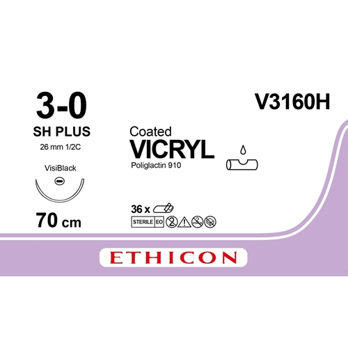 Sutur Vicryl 3-0 V3160H – 70cm nål JB VB – 36 st