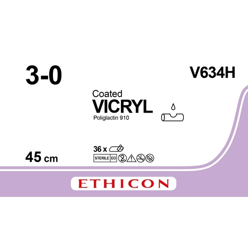 Sutur Vicryl 3-0 V634H – sutupak 3x45cm – 36 st