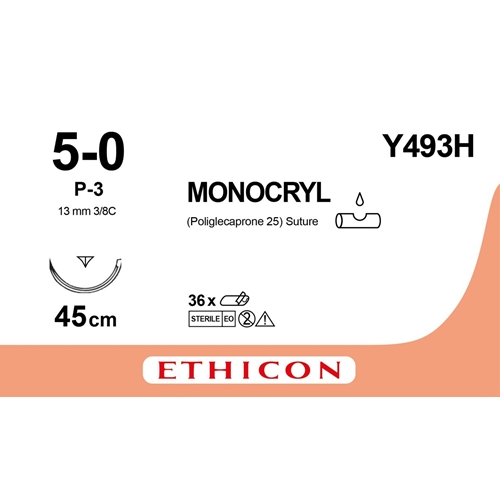 Sutur Monocryl 5-0 Y493H – 45cm nål P-3 – 36 st