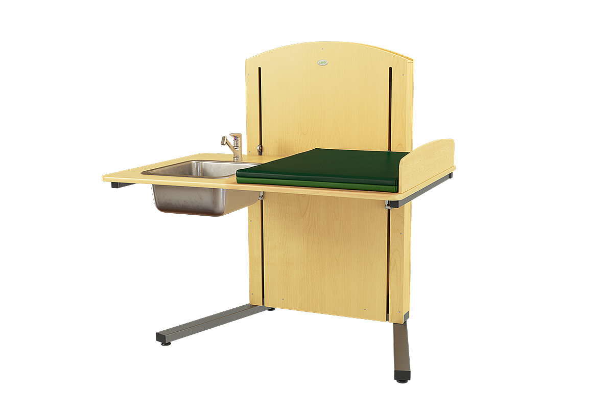 Skötbord – LYFTA (dyna ingår) – 1200 mm, tvättho vänster inkl. blandare