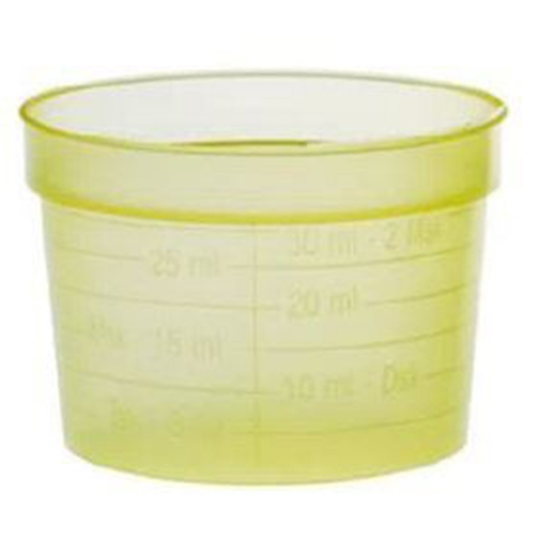 Medicinbägare plast – bred gul – 50 st