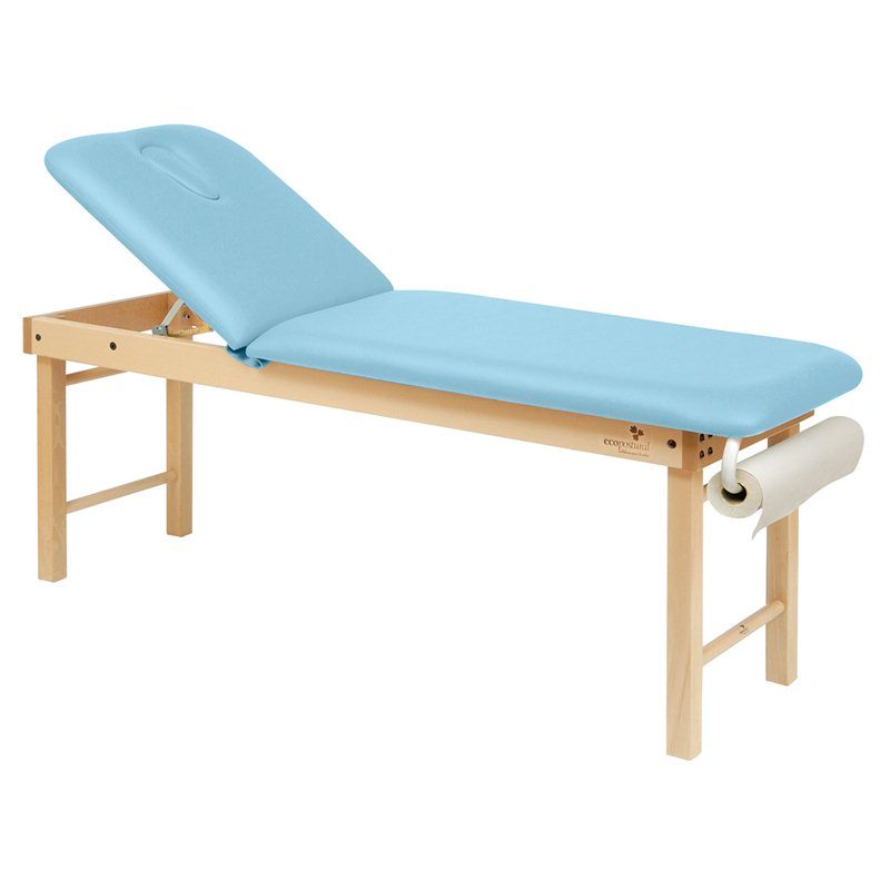 Stationär massagebord – 2-delad med träbas – Stort och justerbart ryggstöd