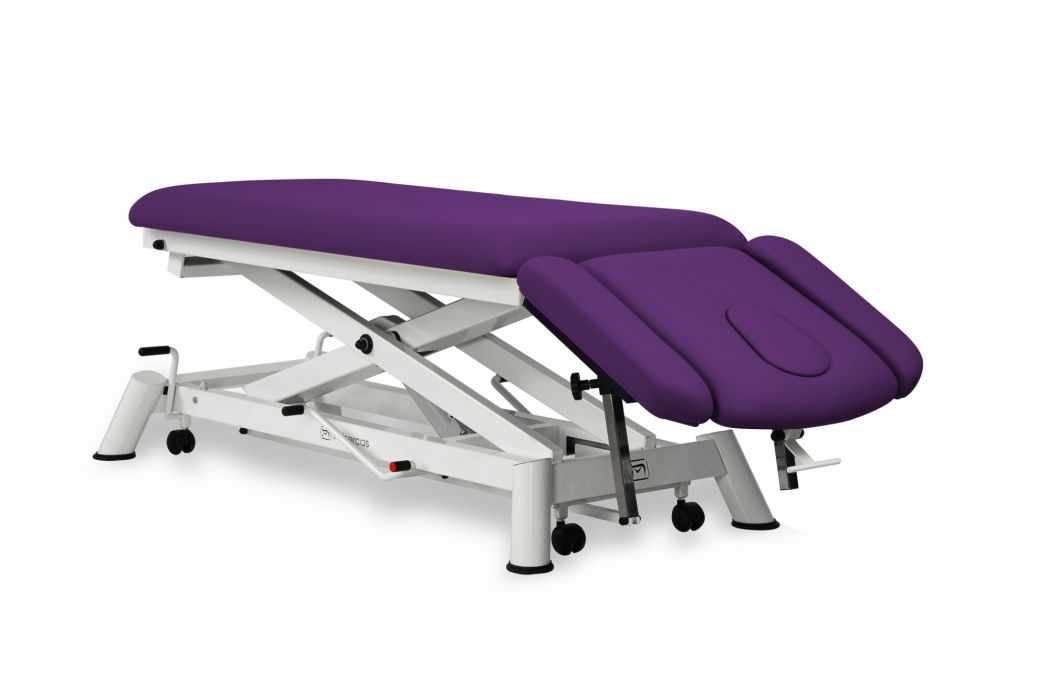 Hydraulisk brits för osteopati – 2-delad med hjul – Sax-underrede Hydraulisk brits för osteopati – 2-delad med hjul – Sax-underrede