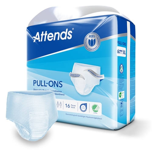 Inkontinensskydd allt-i-ett byxa – Attends Pull-Ons 6 XL – 64 st