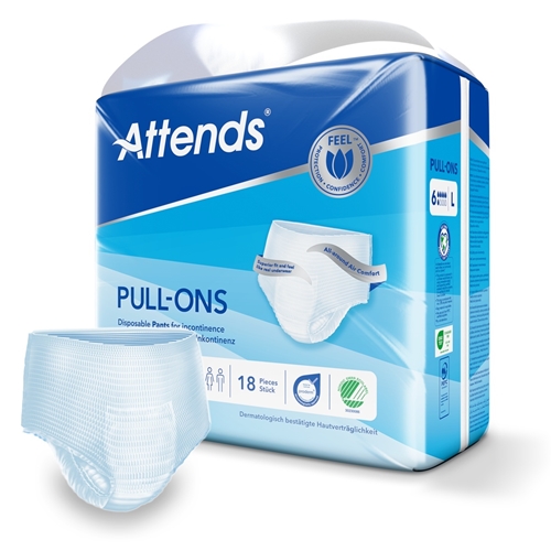 Inkontinensskydd allt-i-ett byxa – Attends Pull-Ons 6 L – 72 st