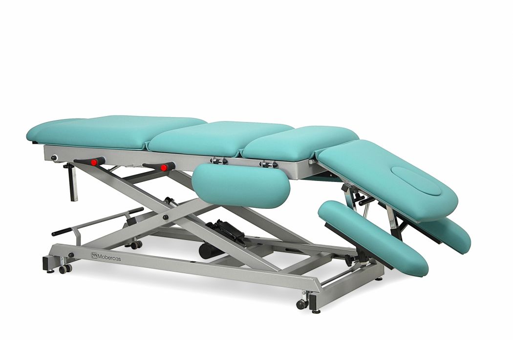 Elektrisk massagebänk för osteopati – 4-delad med 4 armstöd och hjul