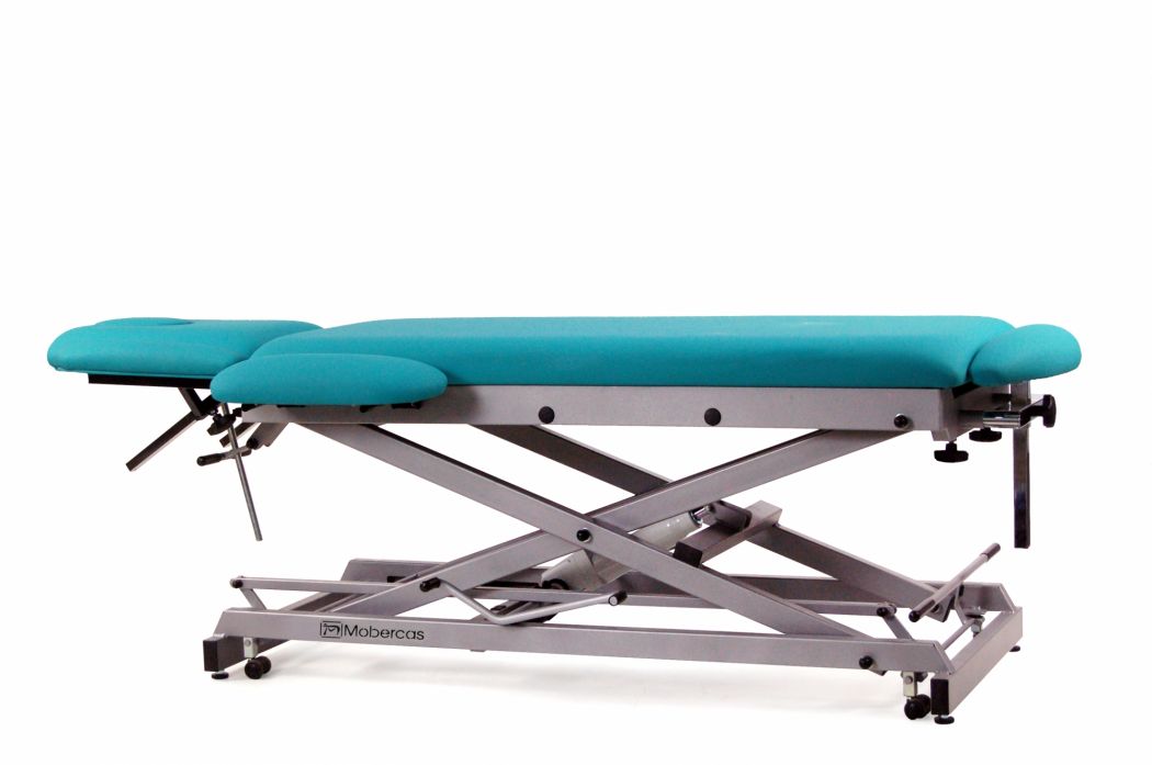 Hydraulisk brits för osteopati – 2-delad med hjul – Saxlift – Extra fotstöd