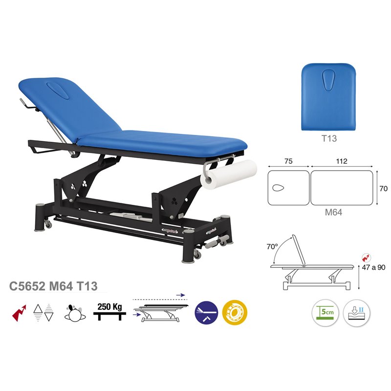 Elektrisk 2-delad behandlingsbänk med svart underrede – 70cm Elektrisk 2-delad behandlingsbänk med svart underrede – 70cm