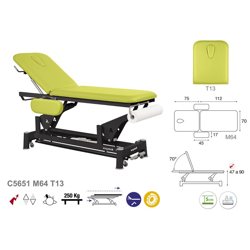Elektrisk 2-delad behandlingsbänk med armstöd och svart underrede – 70cm Elektrisk 2-delad behandlingsbänk med armstöd och svart underrede – 70cm