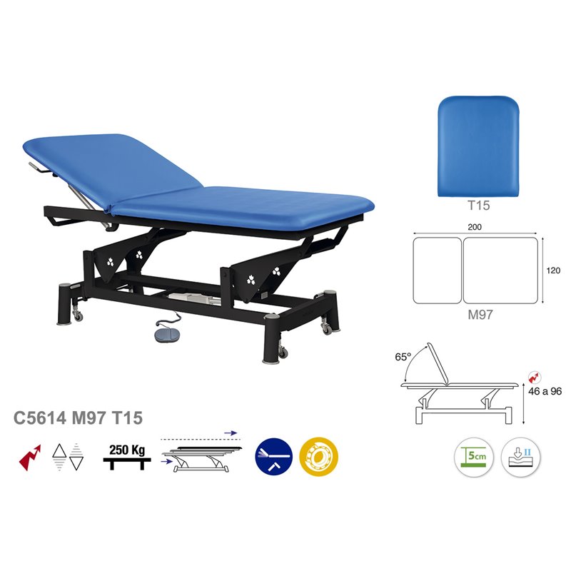 Elektrisk 2-delad bobath brits med svart underrede – 120x200cm
