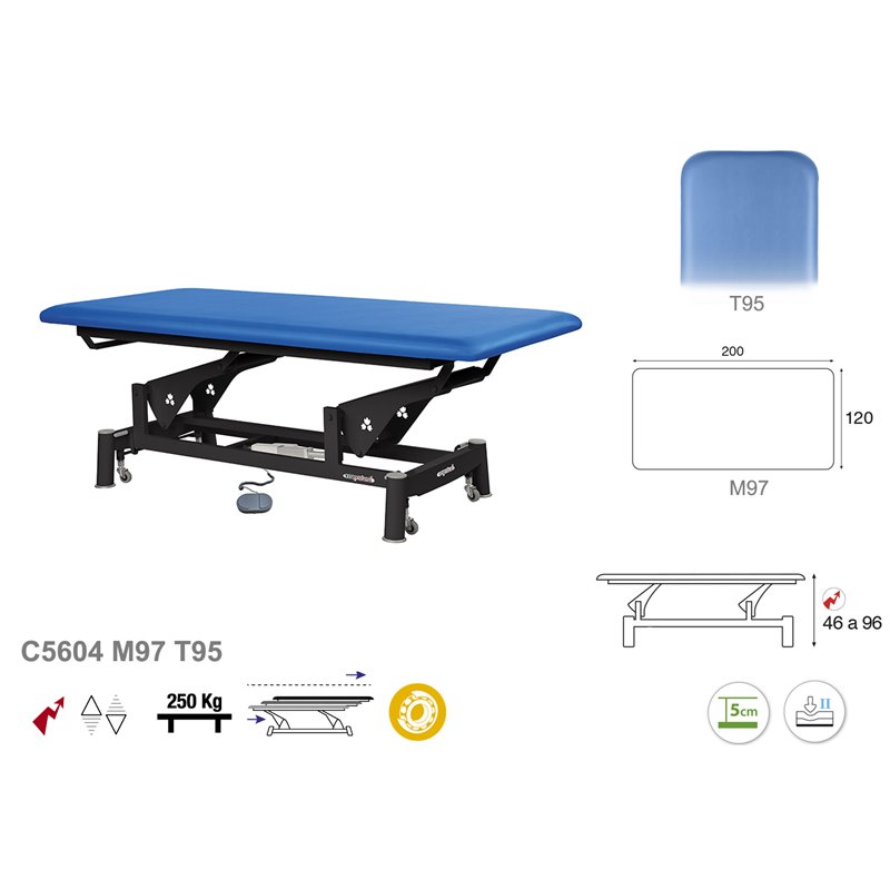 Elektrisk undersökningsbänk med svart underrede – 100×200 / 120×200 cm – 120cm Elektrisk undersökningsbänk med svart underrede – 100×200 / 120×200 cm – 120cm