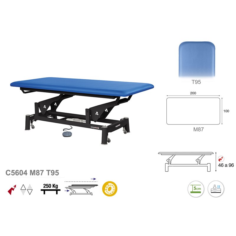 Elektrisk undersökningsbänk med svart underrede – 100×200 / 120×200 cm – 100cm Elektrisk undersökningsbänk med svart underrede – 100×200 / 120×200 cm – 100cm
