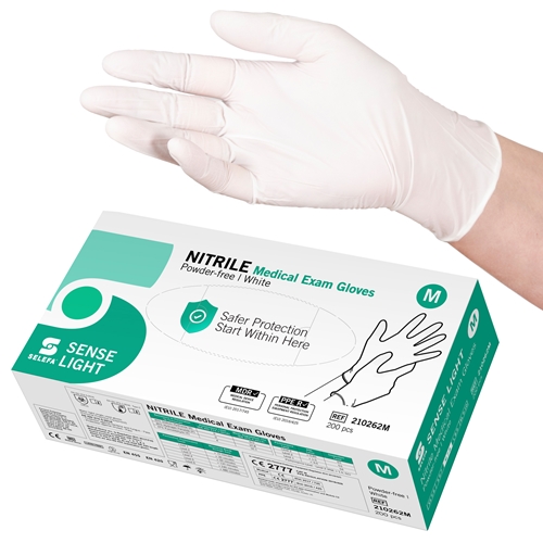 Handske us nitril Selefa pf – M SENSE LIGHT vit AQL 1,5 – 200 st