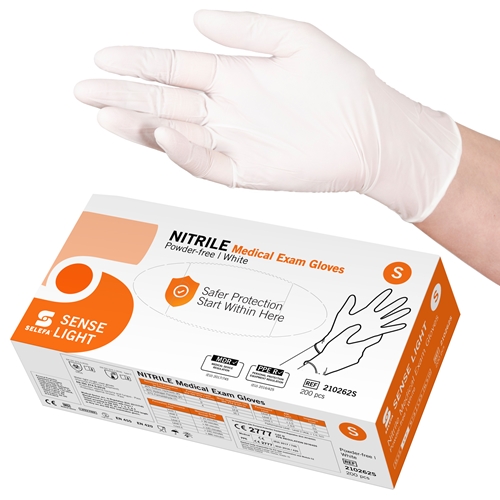 Handske us nitril Selefa pf – S SENSE LIGHT vit AQL 1,5 – 200 st