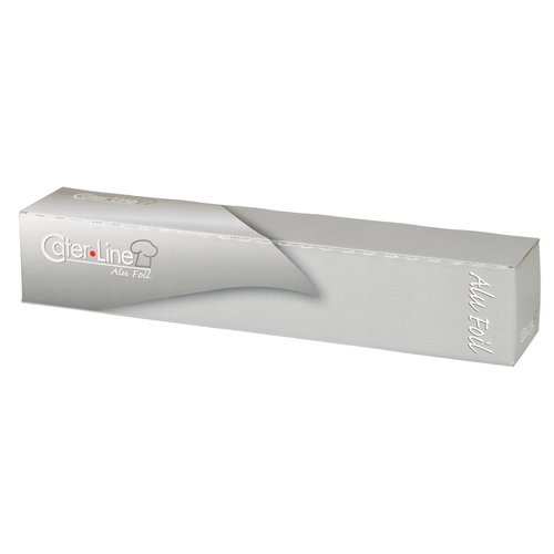 Folie aluminium med rivkant – 44cmx100m 18my med cut-box