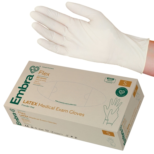 Handske us latex Embra pf – S FLEX AQL 1,5 – 100 st
