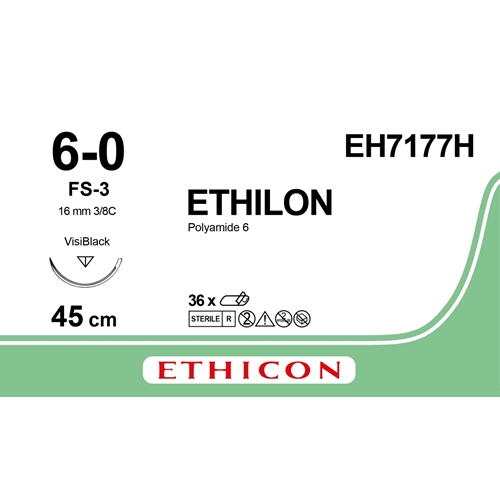 Sutur Ethilon 6-0 EH7177H – 45cm nål FS-3 VB – 36 st