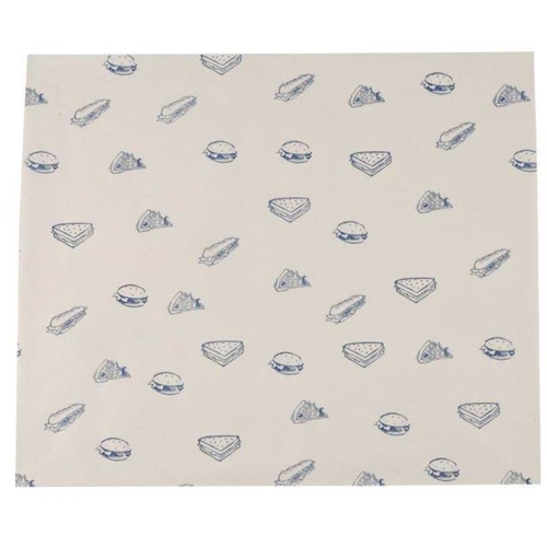 Wrapp/hamburger papper – 33x40cm vit mönster – 1000 st