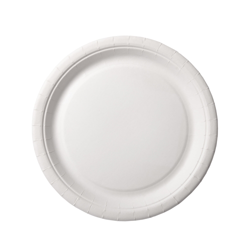 Tallrik papper flat – 22cm vit obelagd Svanen – 100 st