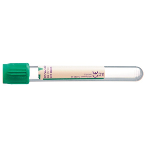 Vakuumrör BD Vacutainer pappersetikett – 7/6ml Li-Heparin grön – 100 st