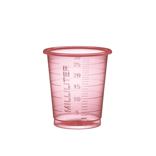 Medicinbägare plast Eco – 30ml smal röd – 90 st