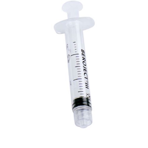 Spruta luerlock 3komp Beroject – 2ml grad 0,1ml centrerad – 100 st