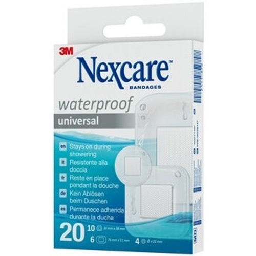 Plåster sårfilm Nexcare waterproof – 20/ask vitt i 3 stl – 20 st