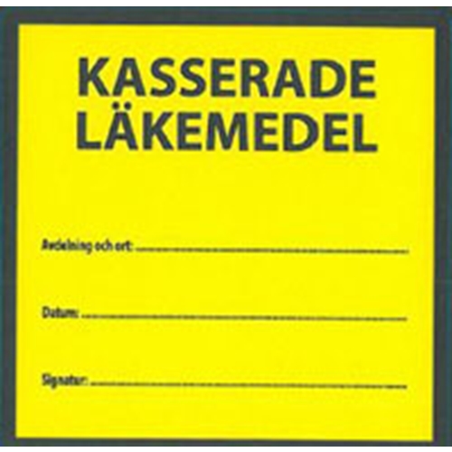 Etikett Kasserade läkemedel – 100x100mm – 1000 st