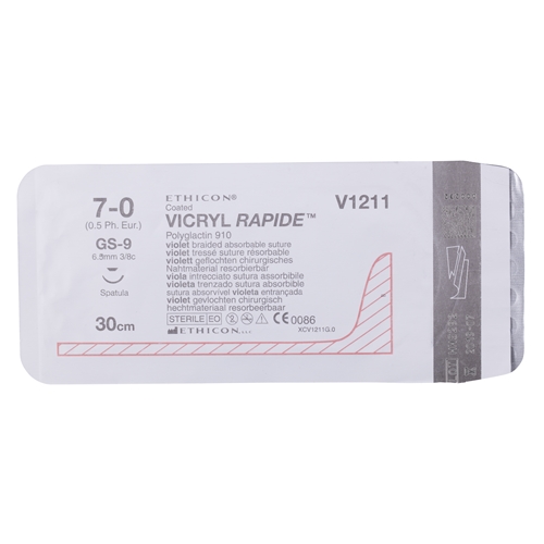 Sutur Vicryl rapid 7-0 V1211G – 30cm gs-9 nål – 12 st
