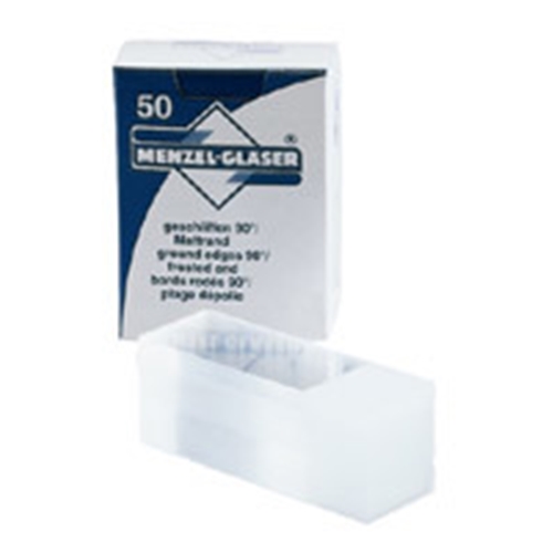 Objektglas slipade kanter Menzel – 26x76mm 90° m märkfält cellof – 50 st
