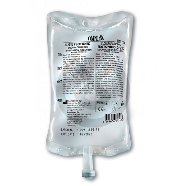 Icke-injicerbar saltlösning för tandvård 0,9% (15×500 ml) – OMNIA
