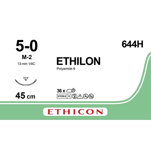 Sutur Ethilon 5-0 644H – 45cm svart nål M-2 – 36 st