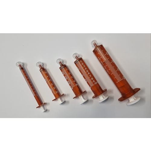 Oralspruta – 5 ml latexfri amber – 100 st
