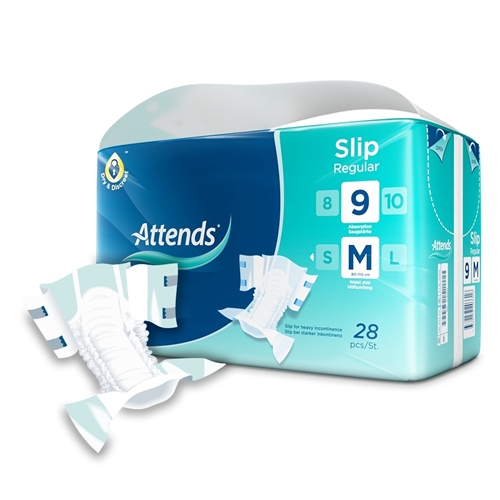 Inkontinensskydd allt-i-ett – Attends Slip 9 Regular M – 112 st