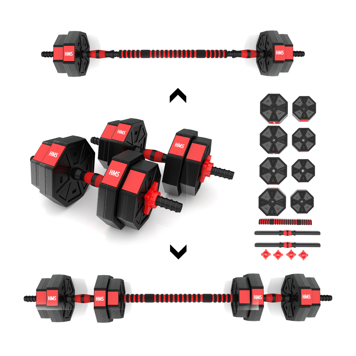 Justerbar skivstång + hantlar – 15 kg – SGC15